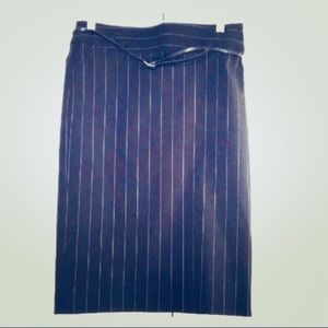 Zara Basic Black Pinstriped Pencil Skirt w/ Belt
